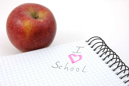 I love school text and apple showing education conceptの写真素材