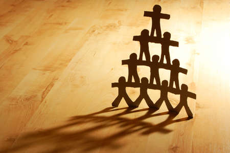 team of paper people showing concept of teamworkの写真素材