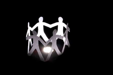 paper team showing concept for friendship teamwork love and helpの写真素材