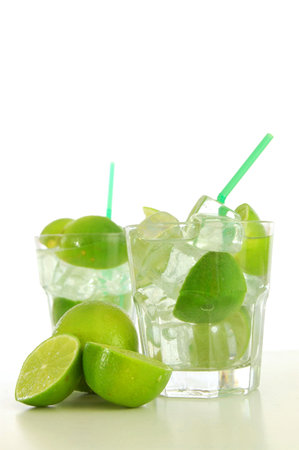 cocktail drink with lime like Caipirinha or mojito                                    の写真素材
