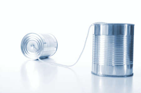 isolated tin or can telephone showing communication                                    の写真素材
