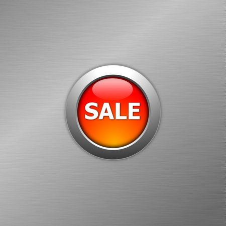 red sale button on a metal background