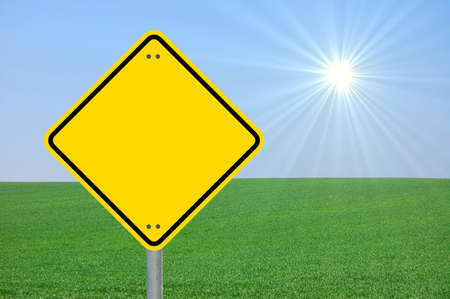 blank and empty yellow road sign with copyspace                                   の写真素材