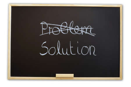 solution for a problem written on a chalk or black board                                    の写真素材