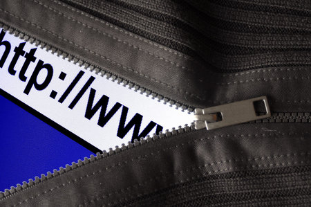 internet concept with www behind zip and copyspace                                    