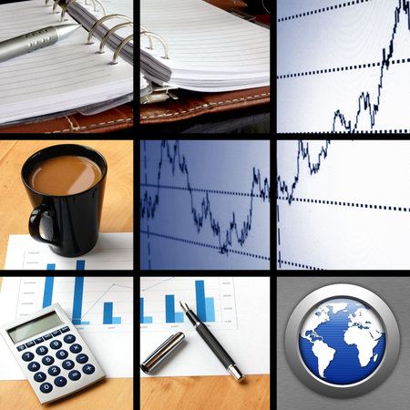 collage with success business and financial images 