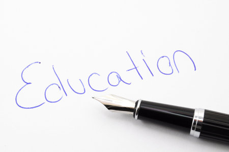 education concept with black pan and paper の写真素材