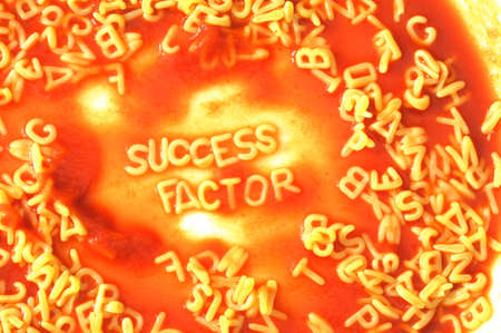 business success concept with red pasta snackの写真素材