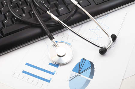 stethoscope in doctors office showing medical health conceptの写真素材