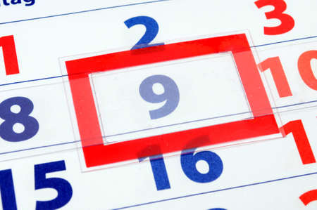 date of today shown by calendar with red pointer                                   の写真素材