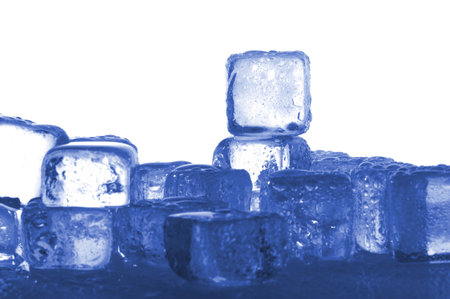 cool ice cubes isolated in white background                                    