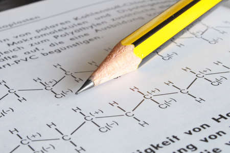 chemical or chemistry education with pen formula book and paperの写真素材