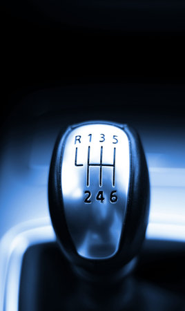 gear shift from a modern sports car in metal design