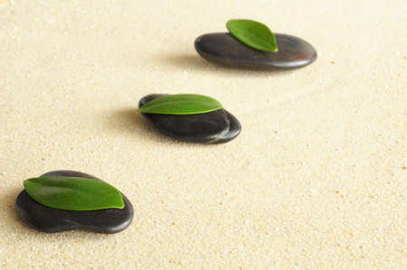 stones and sand in a peaceful still lifeの写真素材