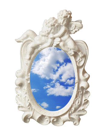 image og blue sky in a frame showing holiday or vacation conceptの写真素材