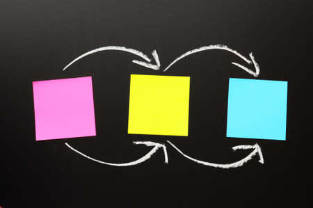 blackboard and paper with copyspace for your text messageの写真素材