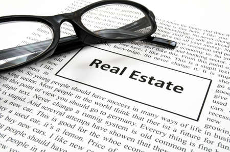 real estate concept with word in newspaper showing home searchの写真素材