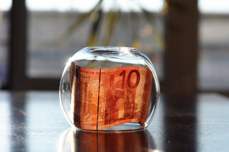 safe euro money in your glass bowle showing saving concept