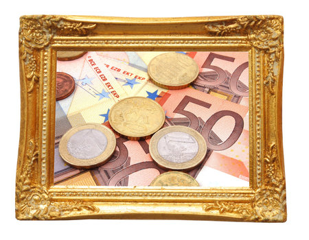 financial or money art concept with image frame