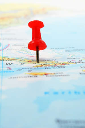 pin and map with copyspace showing travel conceptの写真素材