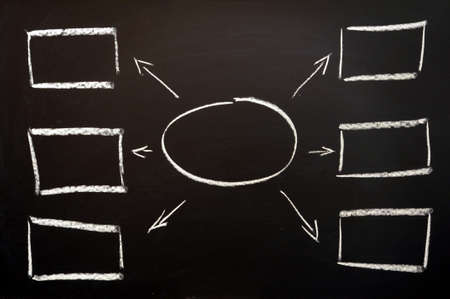 chalkboard and boxes with copyspace for text                                    の写真素材