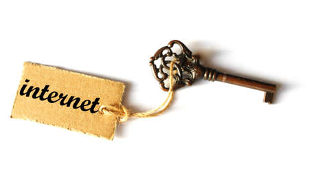 internet security or firewall concept with old grunge keyの写真素材