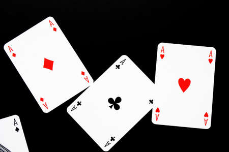 poker card game showing risk or gambling conceptの写真素材