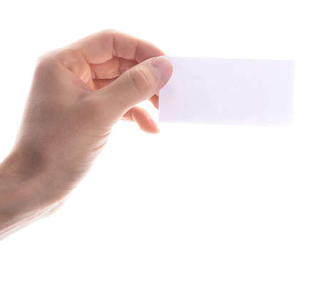 hand and blank or empty paper with copyspace for text messageの写真素材