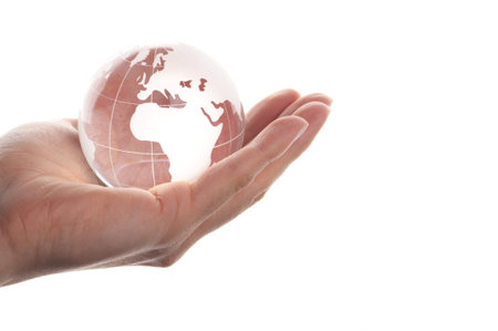 hand holding globe to protect the fragile environmentの写真素材