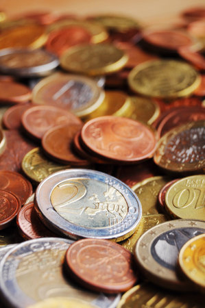 pile of euro money coins showing financial success