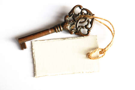 key with copyspace and blank label for your text messageの写真素材