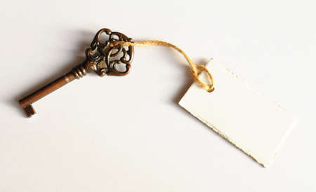 key with copyspace and blank label for your text messageの写真素材