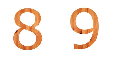 wooden alphabet with letters and numbers isolated on white backgroundの写真素材