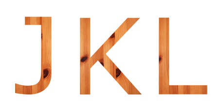 wooden alphabet with letters and numbers isolated on white backgroundの写真素材