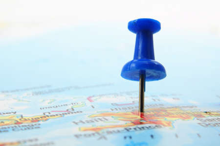 copyspace push pin and map with little focusの写真素材