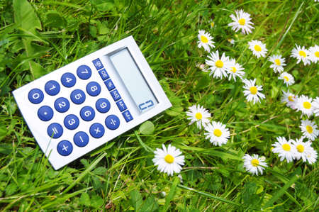 ecology concept with calculatur showing environmental protectionの写真素材