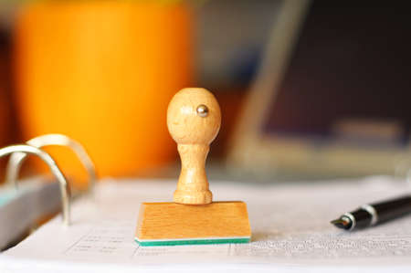 stamp in office showing bureaucracy concept with copyspaceの写真素材