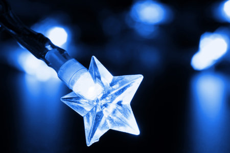 xmas or christmas holiday star lights with copyspace