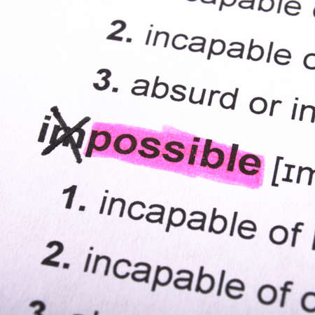 possible or impossible concept with word showing motivation opportunity or challenge conceptの写真素材