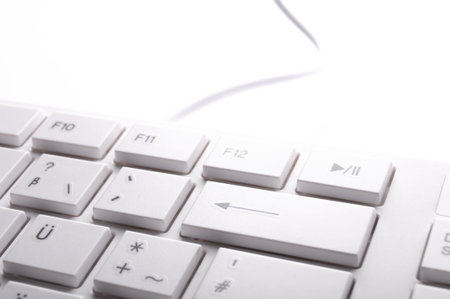 computer keyboard in white showing modern office work concept