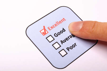 poll or polling concept with checkbox and red pencil showing marketingの写真素材