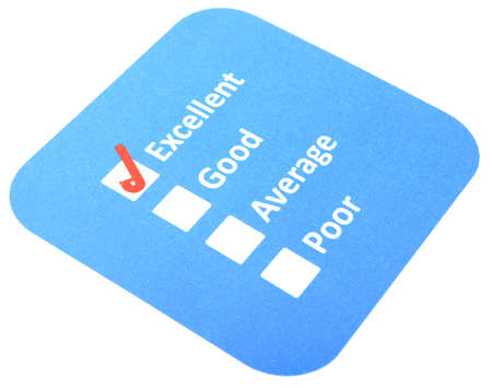 customer service survey with red pencil and checkbox showing satisfaction conceptの写真素材