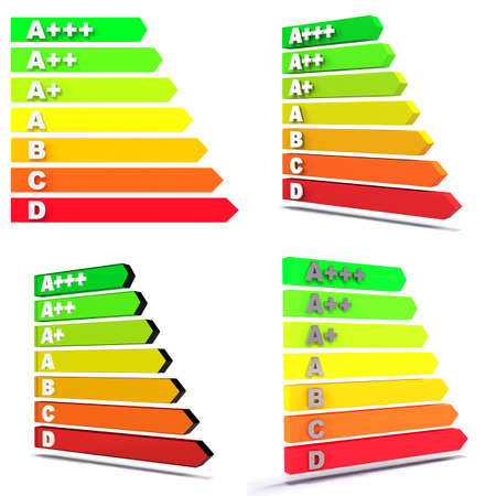 New EU-Regulation Energy Efficiency Class Bars on white with soft shadowの写真素材