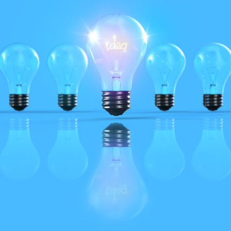 Bright light with idea out of line 3D