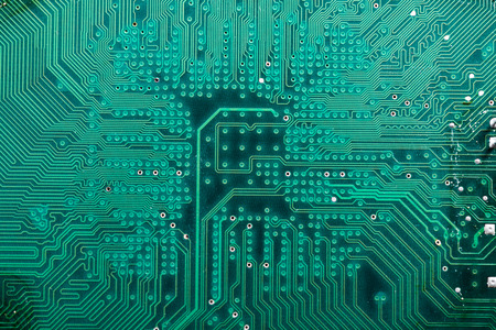 Mainboard IT Concept. abstract electronic circuit board. Green used mainboard texture background - can use to display or montage on productsの写真素材