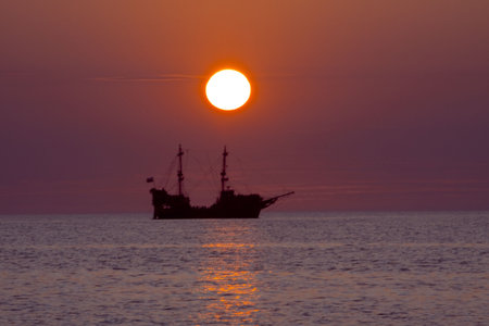 Sunset on the beachの写真素材