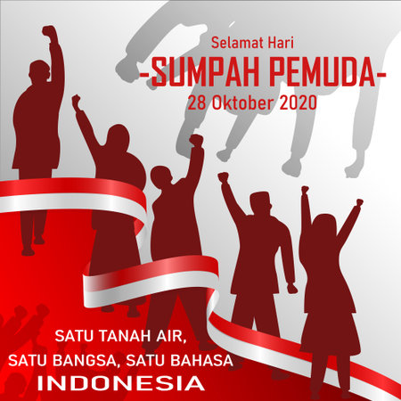 vector illustration. selamat hari Sumpah pemuda. Translation: Happy Indonesian Youth Pledge. Suitable for greeting card, poster and bannerrのイラスト素材