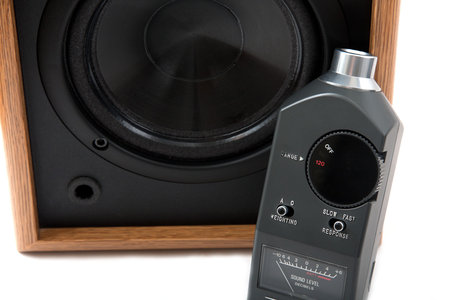 sound level meter with speakerの写真素材