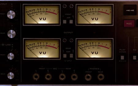 4 vu meters in a recording studioの写真素材