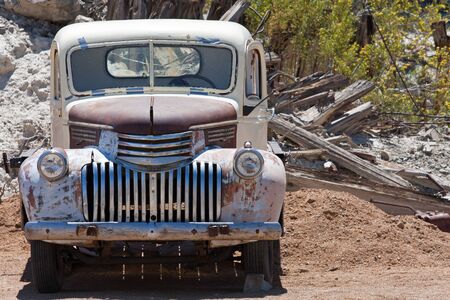 old junk car in the nevada desert in Nelson, Eldorado Canyonのeditorial素材